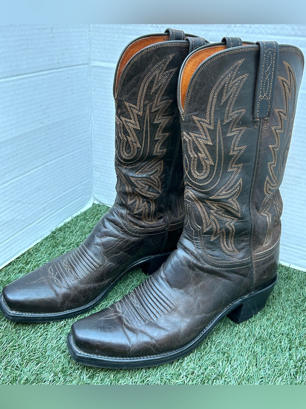 Lucchese 1883 Dark Brown Leather Women's Western Riding Boots